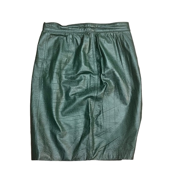 Vintage 100% Soft Green Leather Skirt Size Fits Small/Medium - Picture 3 of 10
